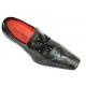 Robert Wayne "Armor" Black Suede Cross Design Leather Loafers